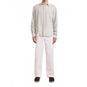 NEW FRESCOBAL CARIOCA telles linen long sleeve striped shirt in dark olive